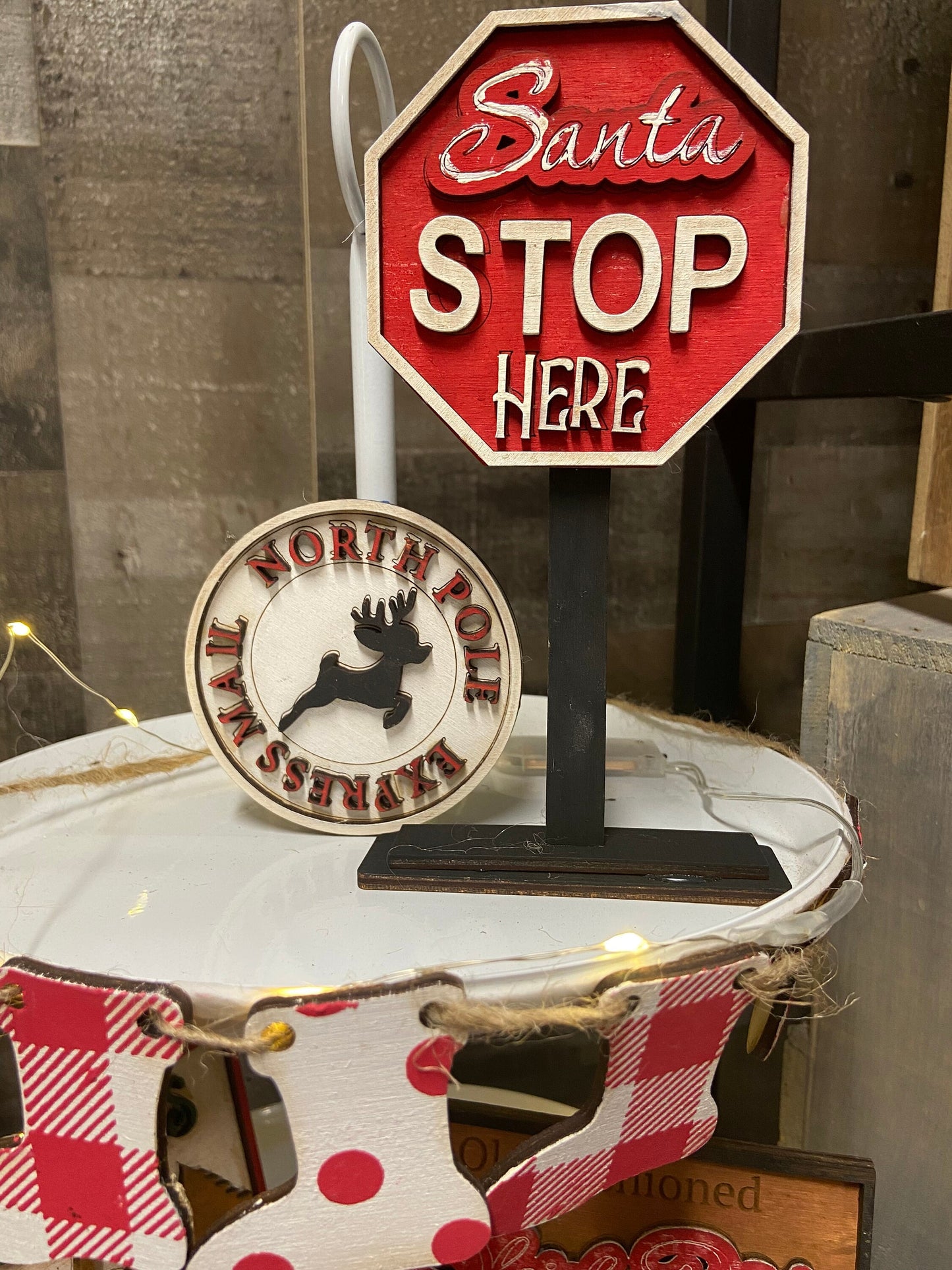 Santa Stop here Tray set UNPAINTED