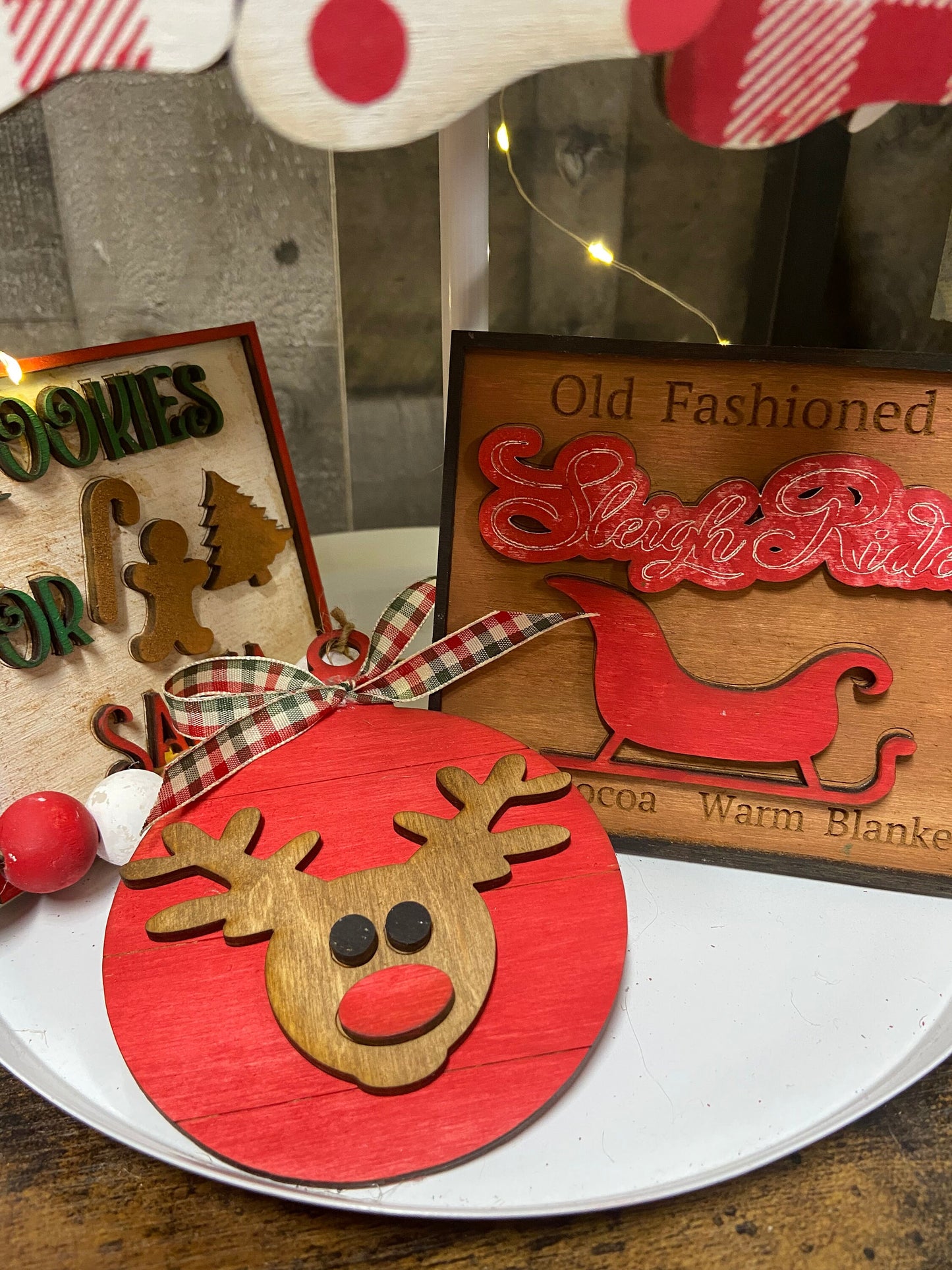 Santa Stop here Tray set UNPAINTED