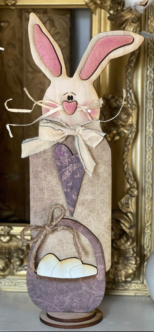 Tall Bunny with Basket DIY Kit Unpainted