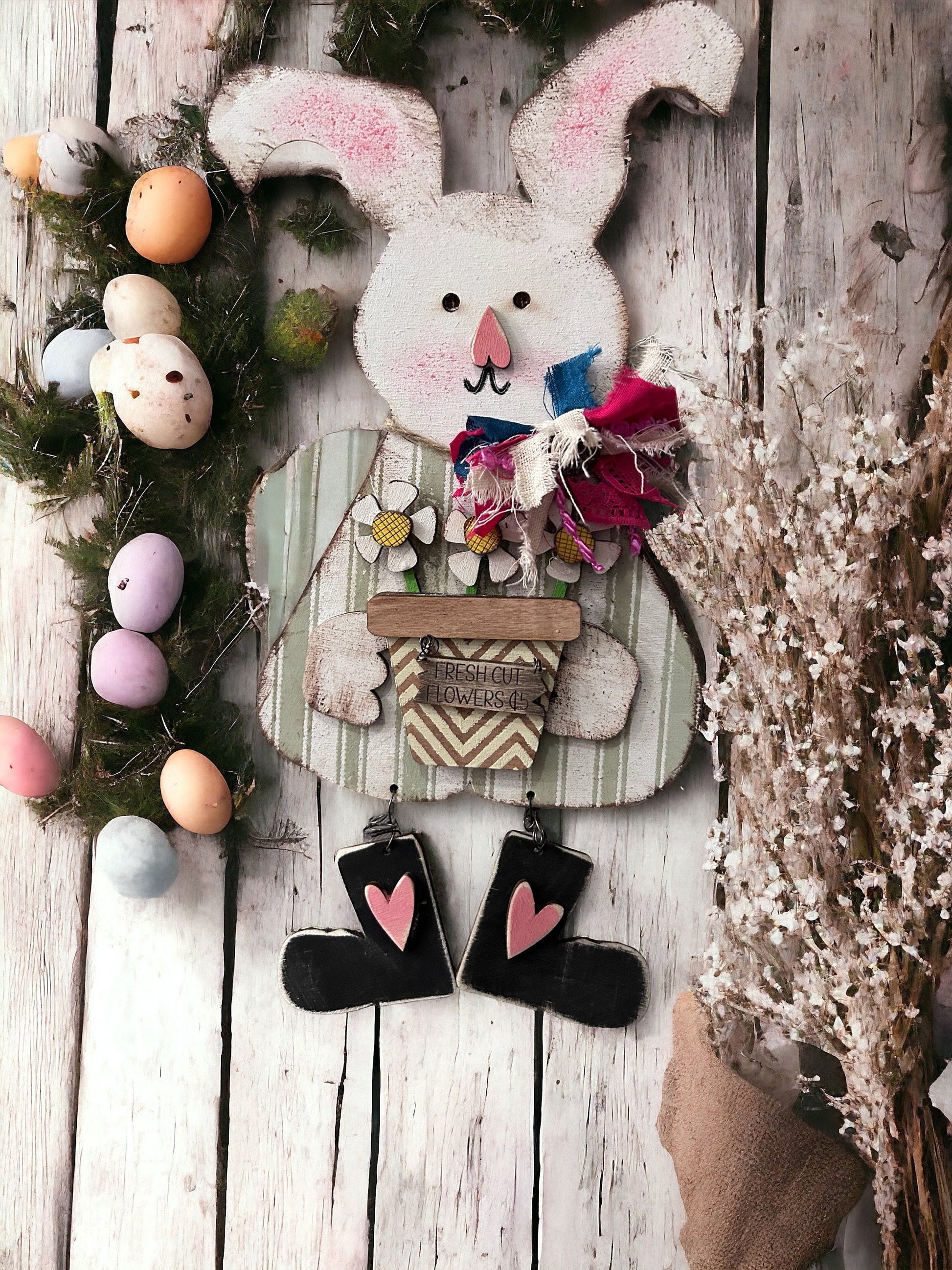 Flower Market Girl Bunny Unpainted DIY kit