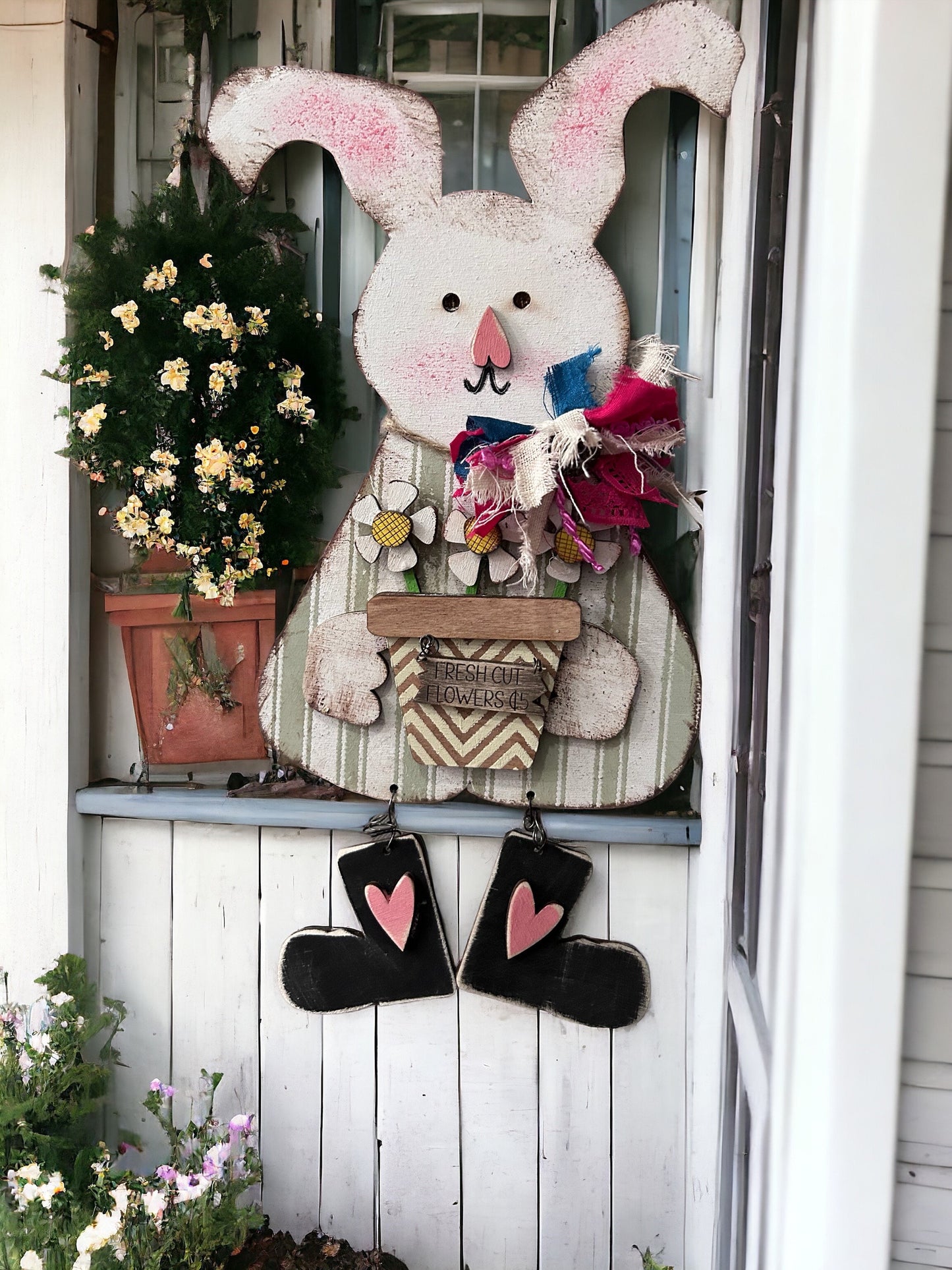 Flower Market Girl Bunny Unpainted DIY kit