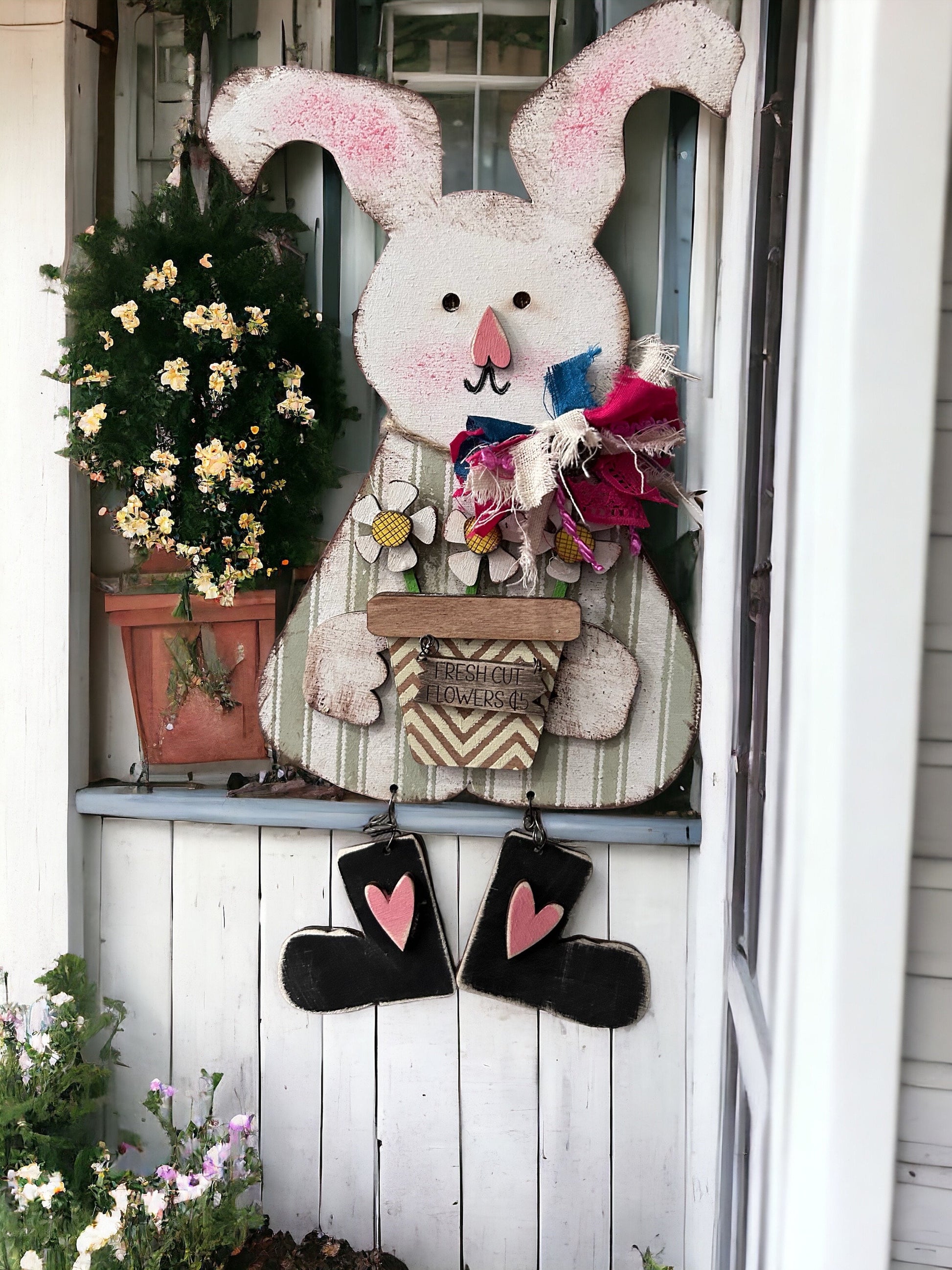 Flower Market Girl Bunny Unpainted DIY kit