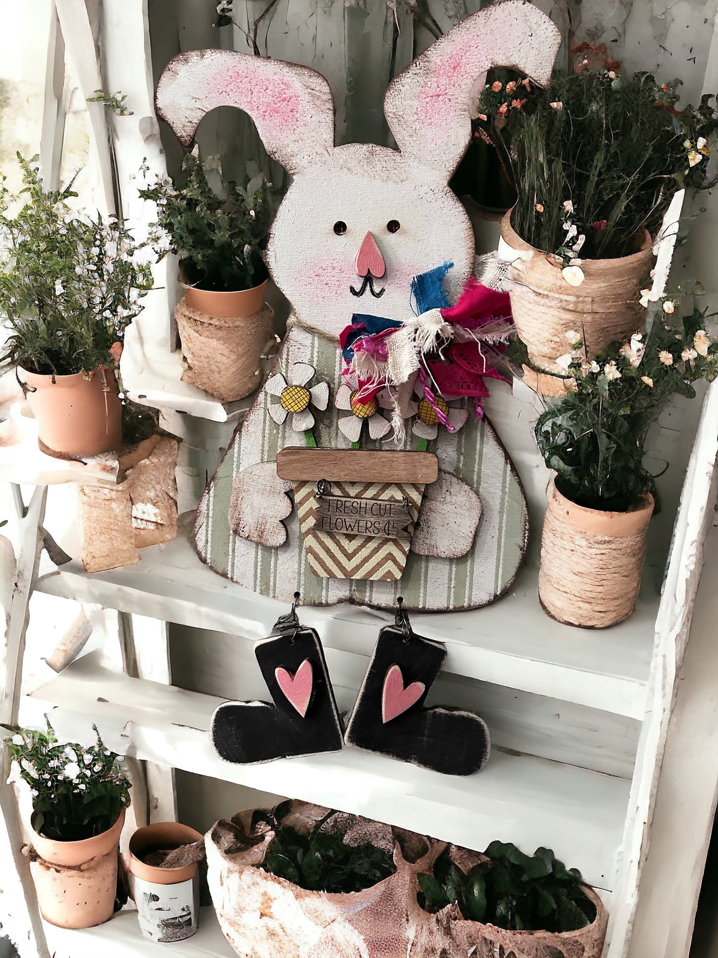 Flower Market Girl Bunny Unpainted DIY kit