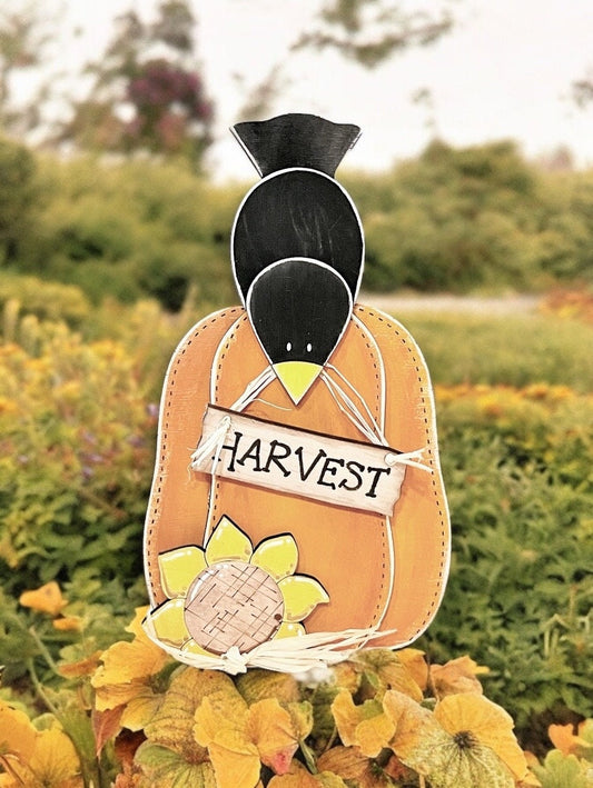 Pumpkin Patch Shelf sitter with Crow Unpainted wood cutout Kit.