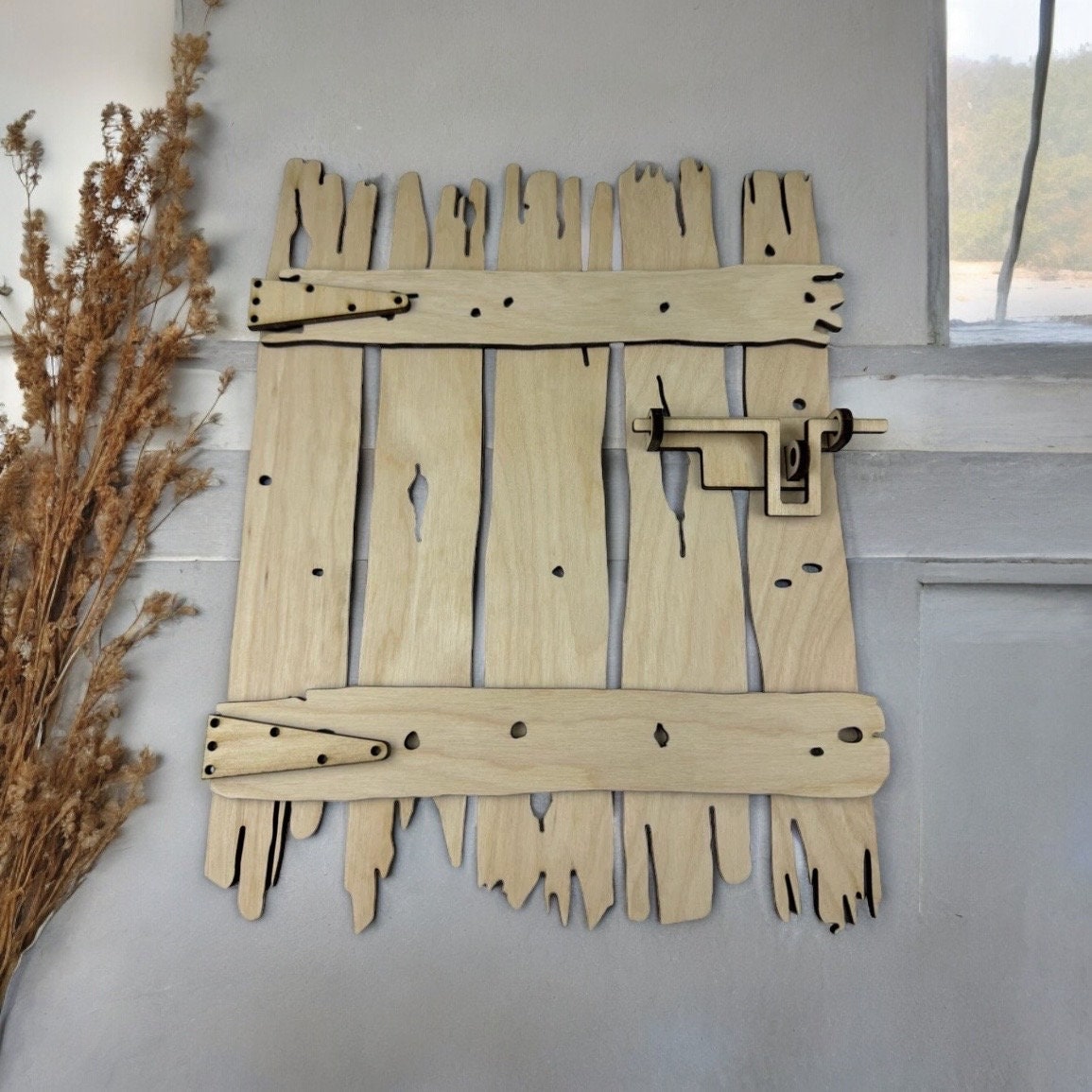 Barnwood Door with hinges Unpainted Kit