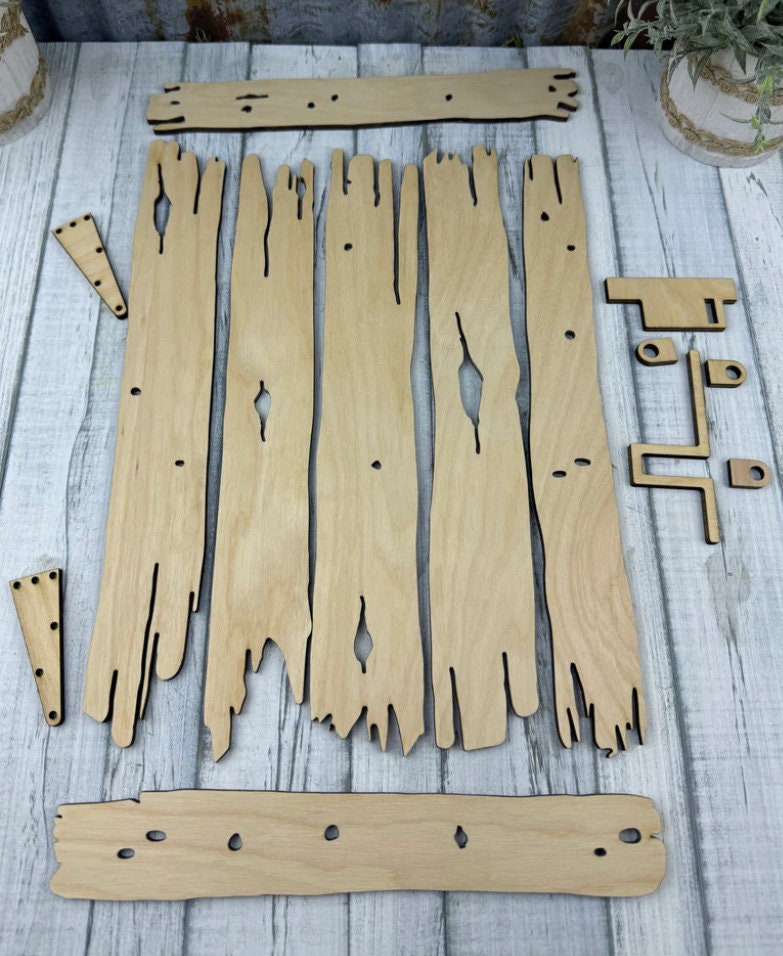 Barnwood Door with hinges Unpainted Kit