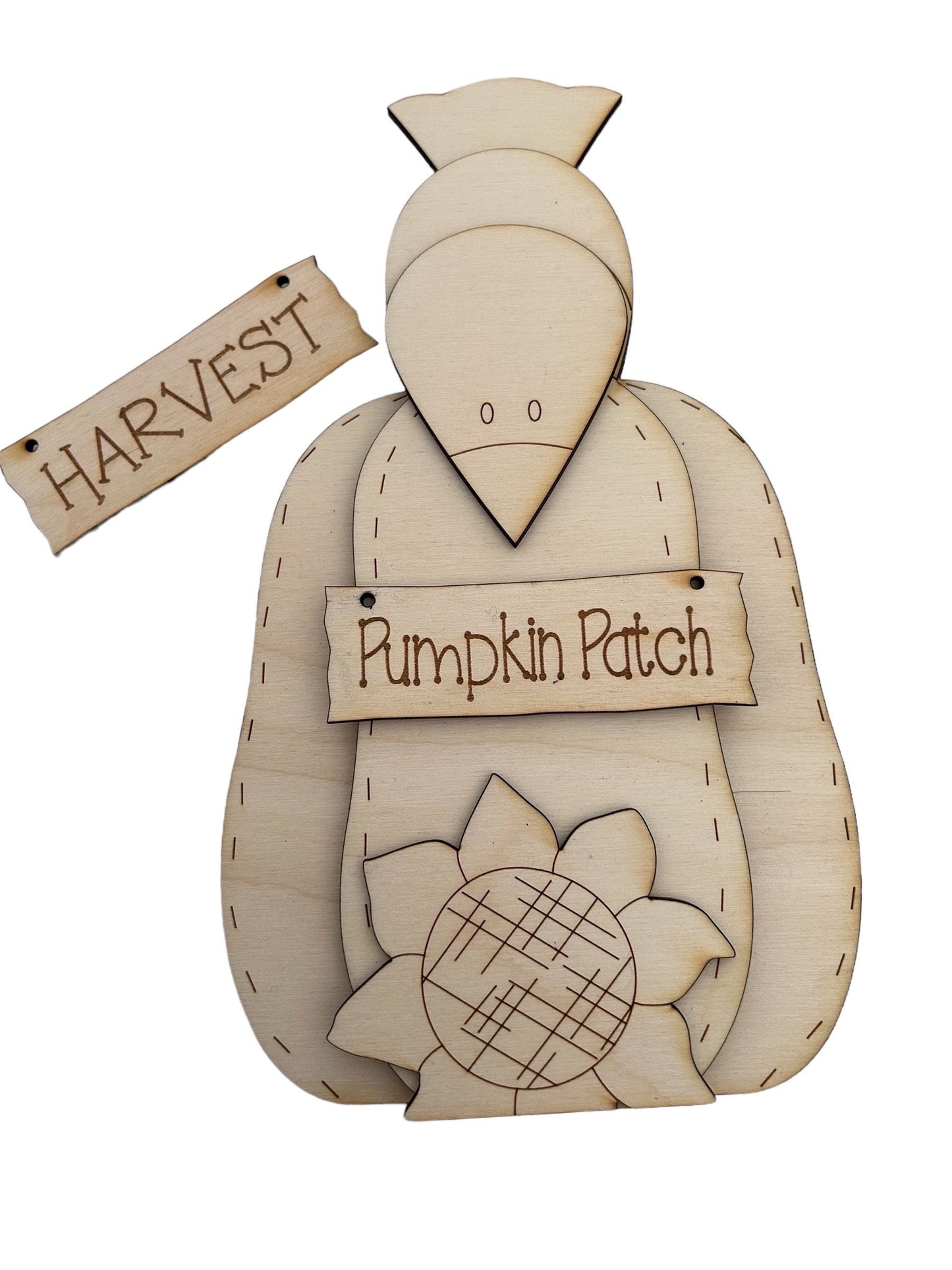 Pumpkin Patch Shelf sitter with Crow Unpainted wood cutout Kit.