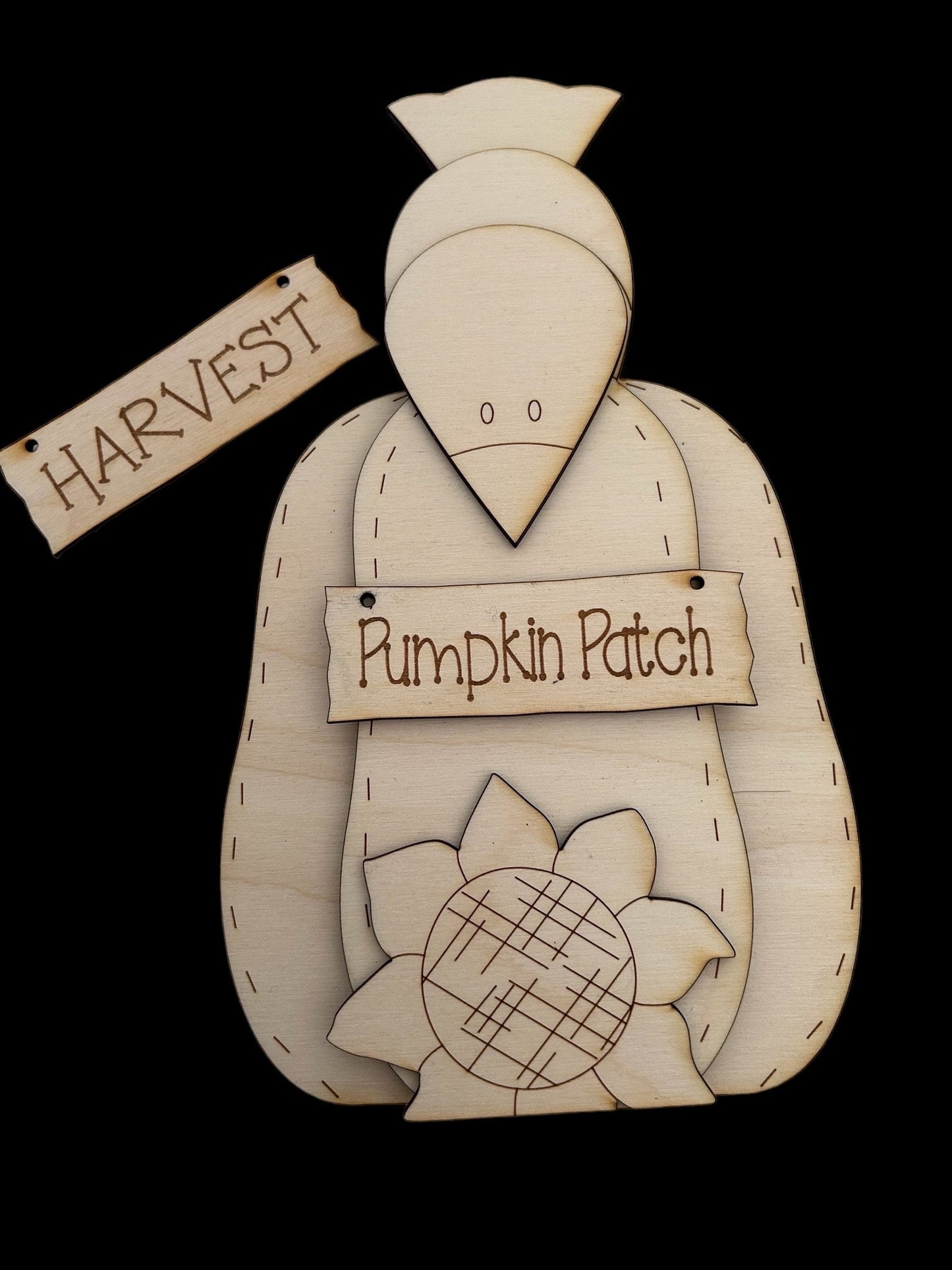 Pumpkin Patch Shelf sitter with Crow Unpainted wood cutout Kit.