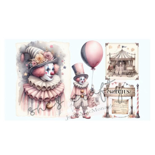 Send In The French Vintage Clowns Large Bundle Printables (Not a physical item)