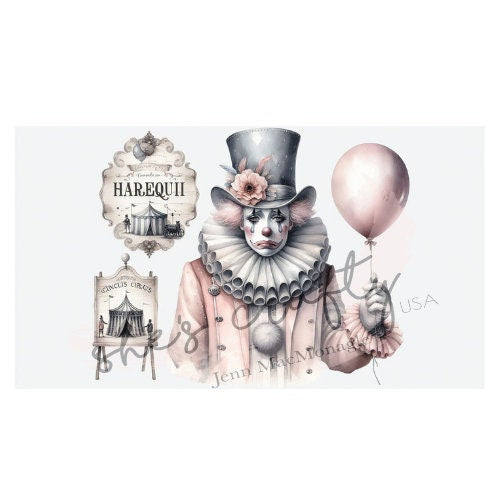 Send In The French Vintage Clowns Large Bundle Printables (Not a physical item)