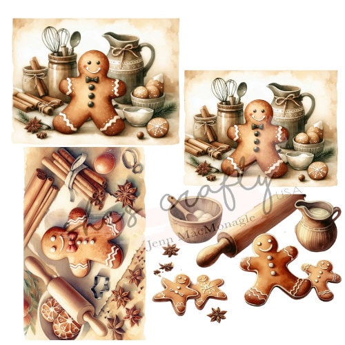 Vintage Gingerbread man Bundle Printables (Not a physical item)