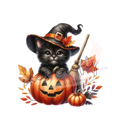 Black Halloween Kitten Bundle Printables (Not a physical item)