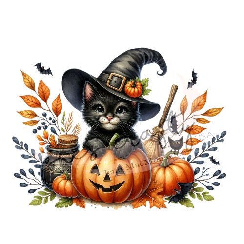 Black Halloween Kitten Bundle Printables (Not a physical item)