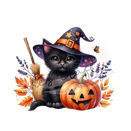 Black Halloween Kitten Bundle Printables (Not a physical item)