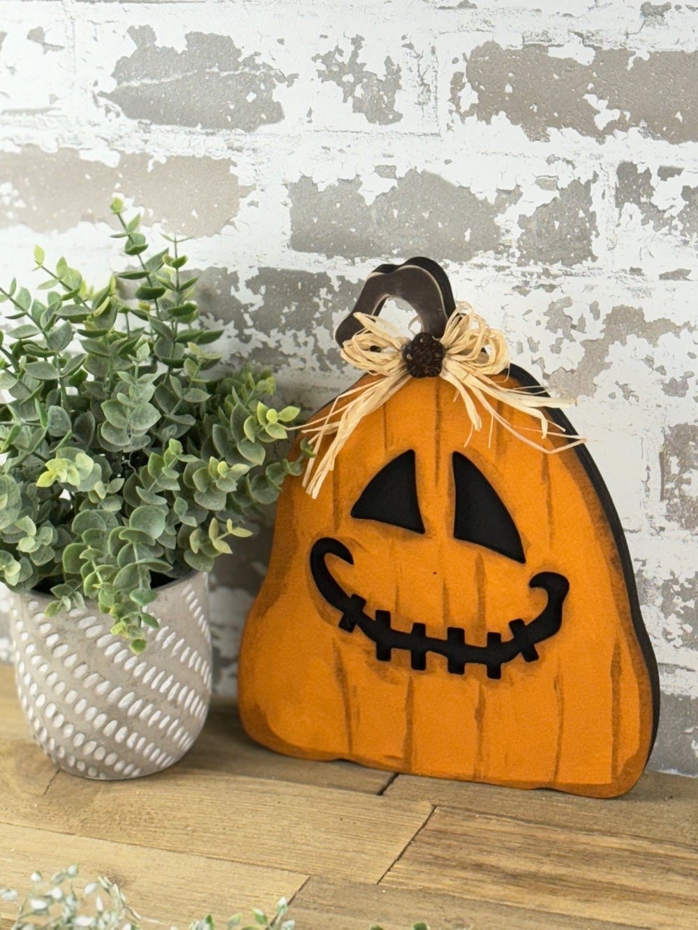 Farmhouse Jack o lantern Wooden pumpkin Shelf Sitter diy kit (UNPAINTED UNASSEMBLED)