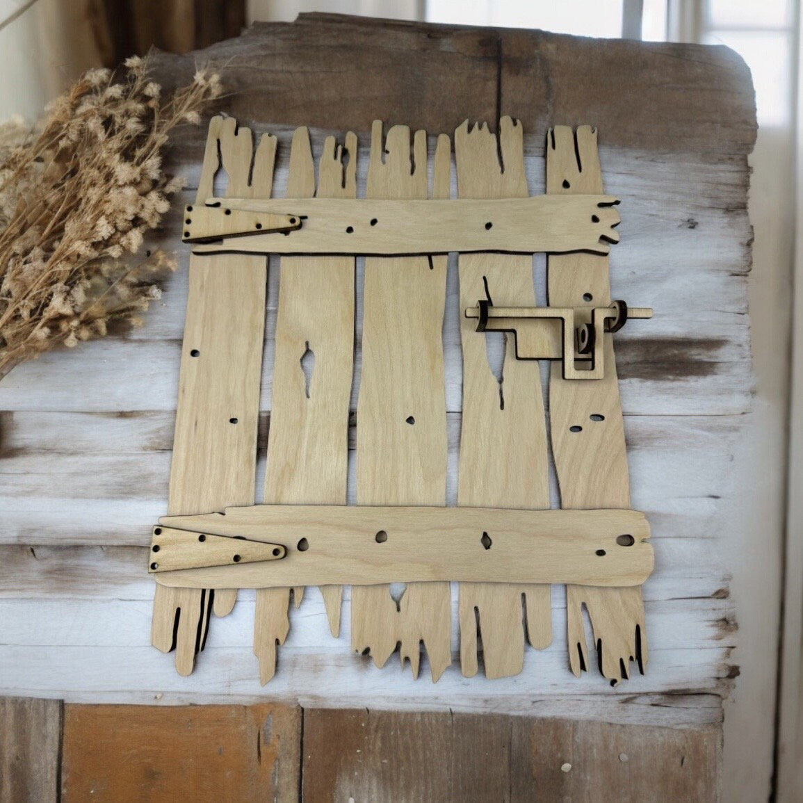 Barnwood Door with hinges Unpainted Kit