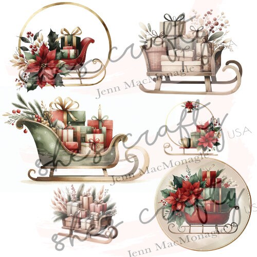 Christmas Sleighs Printable (Not a physical item)