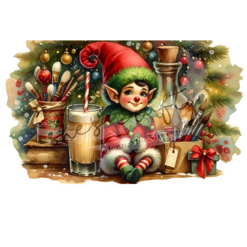 Vintage Christmas Elves Printable (Not a physical item)