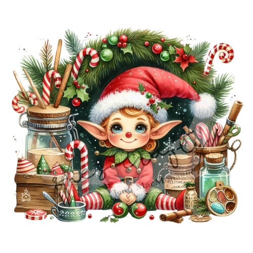 Vintage Christmas Elves Printable (Not a physical item)