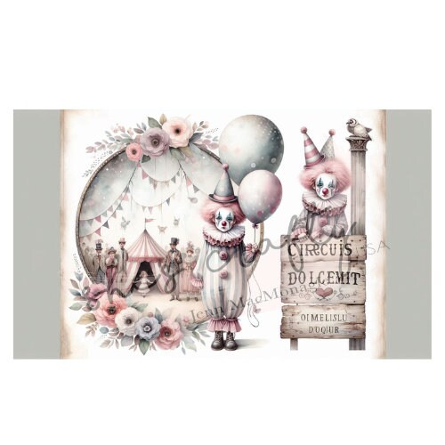 Send In The French Vintage Clowns Large Bundle Printables (Not a physical item)
