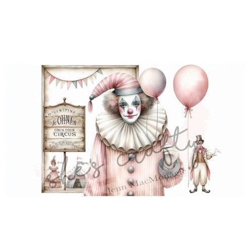 Send In The French Vintage Clowns Large Bundle Printables (Not a physical item)