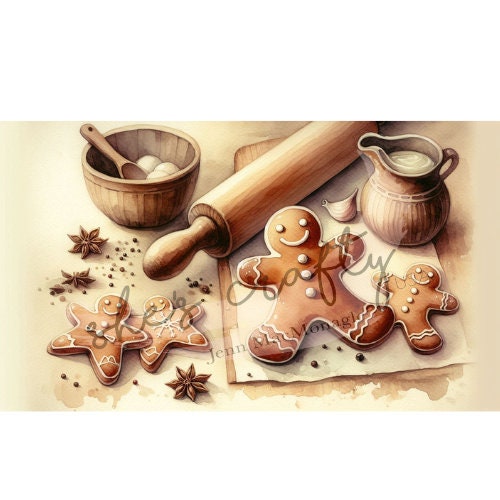 Vintage Gingerbread man Bundle Printables (Not a physical item)