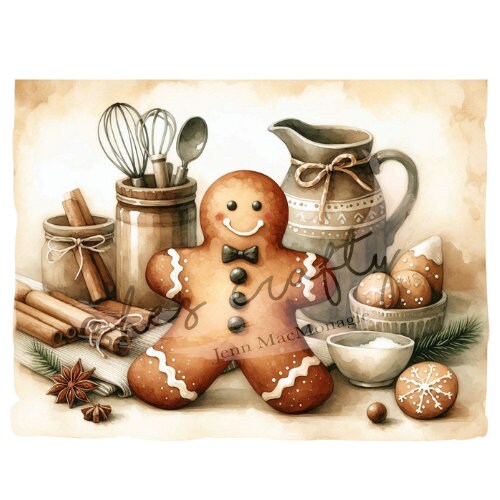 Vintage Gingerbread man Bundle Printables (Not a physical item)