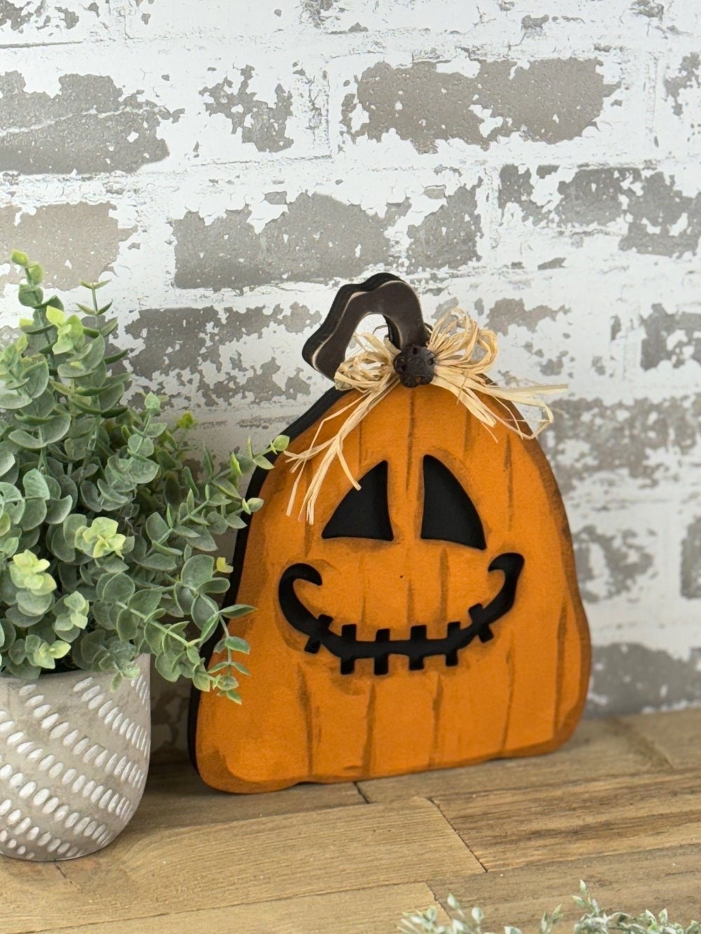 Farmhouse Jack o lantern Wooden pumpkin Shelf Sitter diy kit (UNPAINTED UNASSEMBLED)