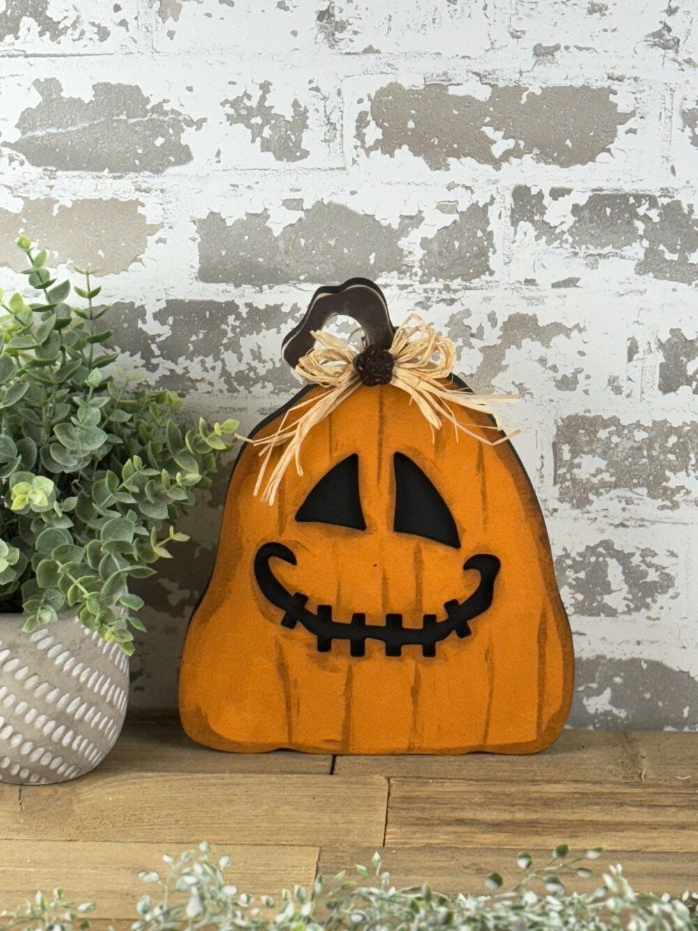 Farmhouse Jack o lantern Wooden pumpkin Shelf Sitter diy kit (UNPAINTED UNASSEMBLED)