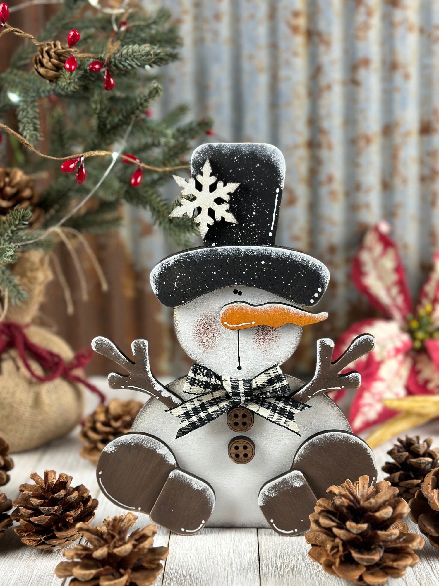 Chubby Sitting Snowman Shelf Sitter Unpainted/ Unassembled DIY Kit (Do it yourself)
