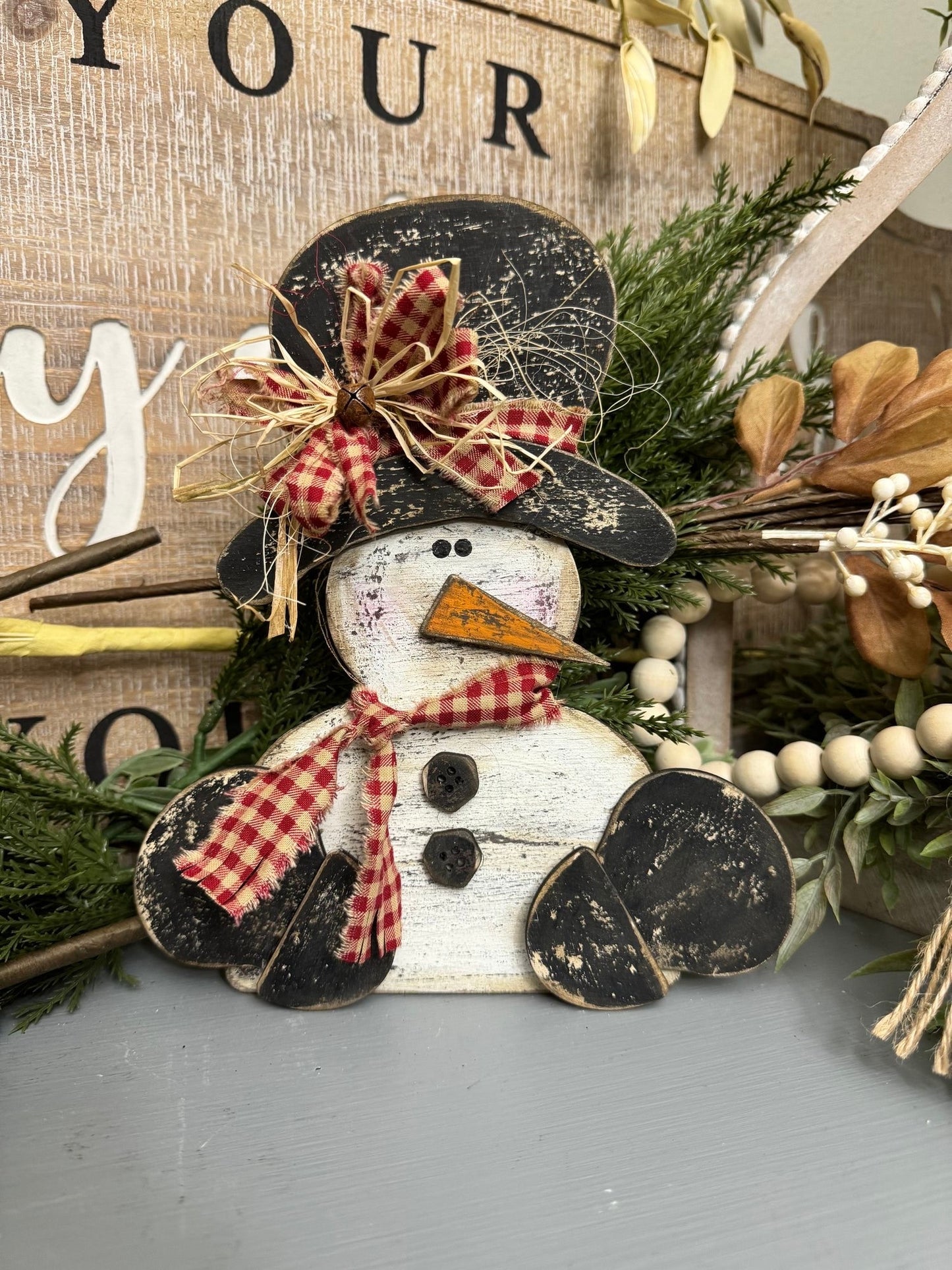 Primitive Snowman Shelf Sitter Unpainted/ Unassembled DIY Kit (Do it yourself)
