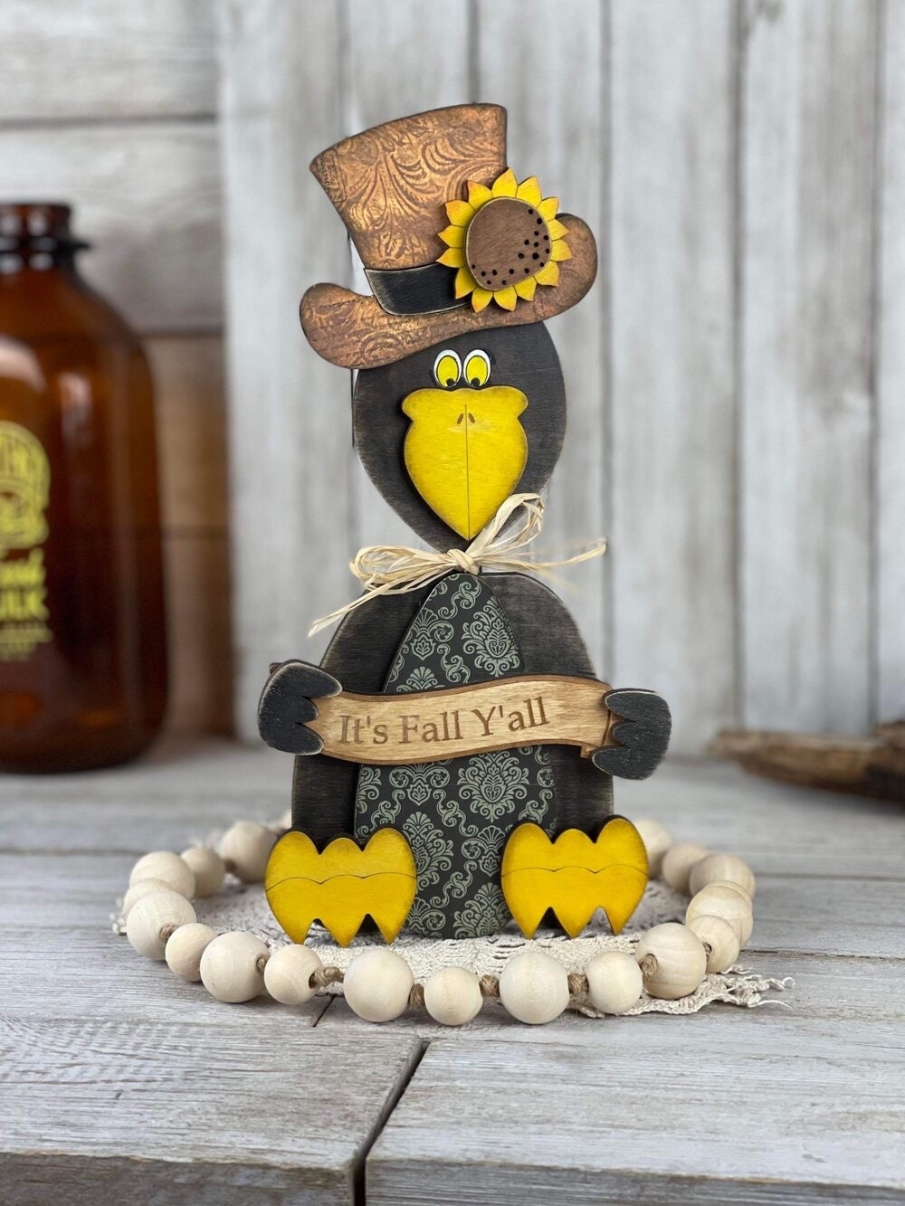 Dapper Fall Crow Shelf Sitter Unpainted/ Unassembled DIY Kit (Do it yourself)