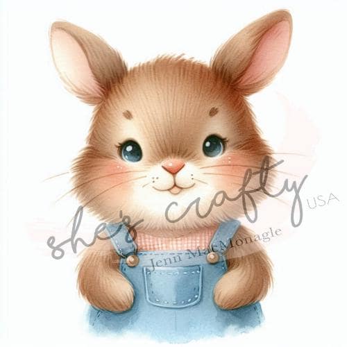 Bunny Faces in blue overalls Bundle Printable (Not a physical item) Digital Download