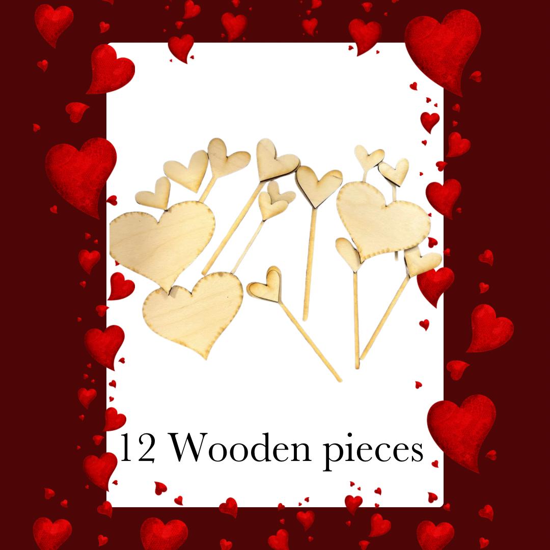 Hearts bundle wood pieces Unpainted (12 pack)