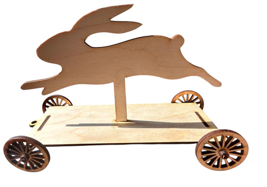 Rabbit Pull Toy Wood Cut Out Unassembled (Blank)