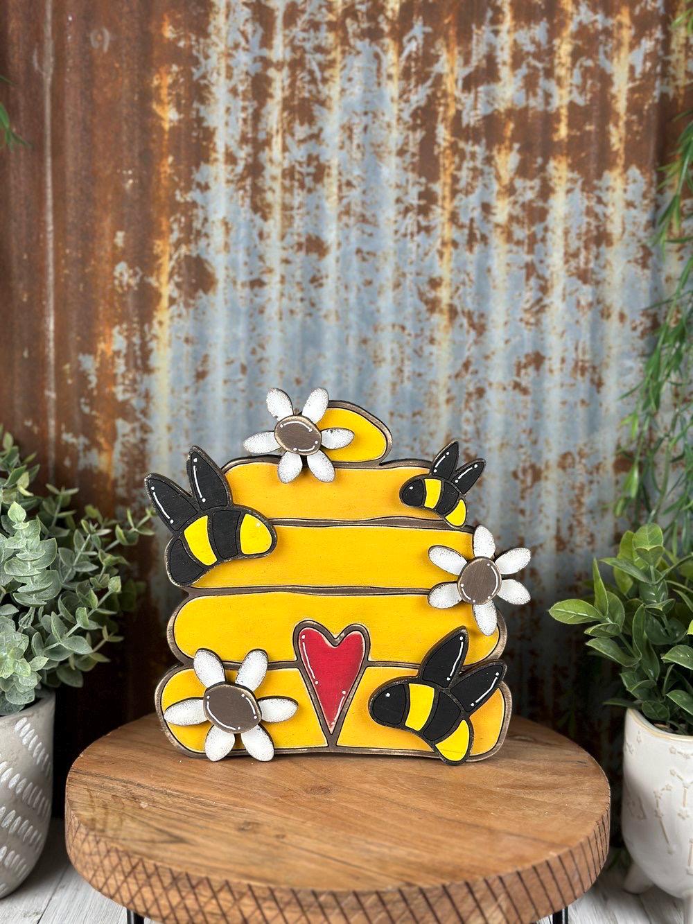 Cute Bee Hive UNPAINTED / Unassembled DIY Kit (blank)