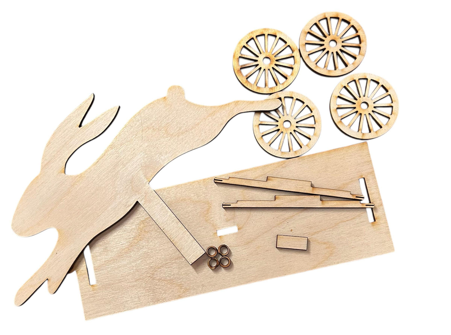 Rabbit Pull Toy Wood Cut Out Unassembled (Blank)