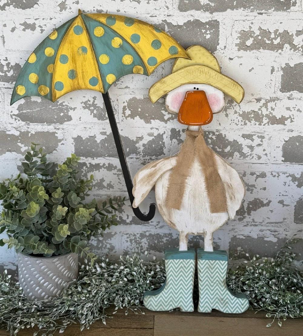 Duck with umbrella UNPAINTED / Unassembled DIY Kit (blank)