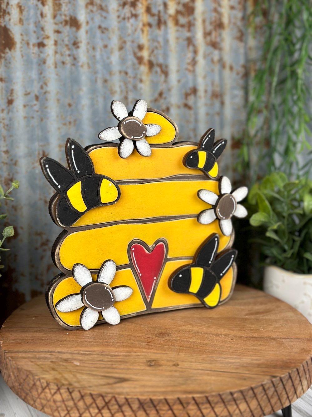 Cute Bee Hive UNPAINTED / Unassembled DIY Kit (blank)