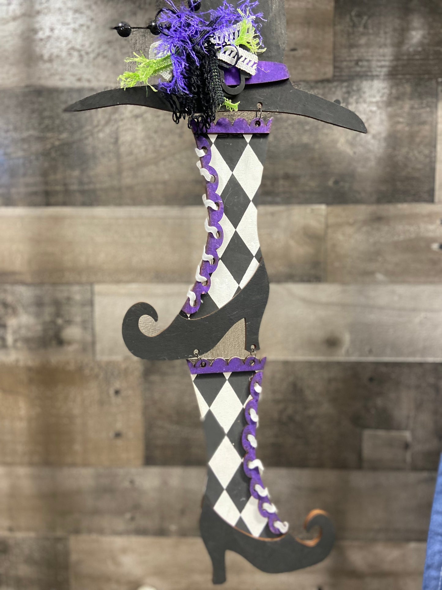 DIY Witches Hat and Boots door hanger (unpainted)