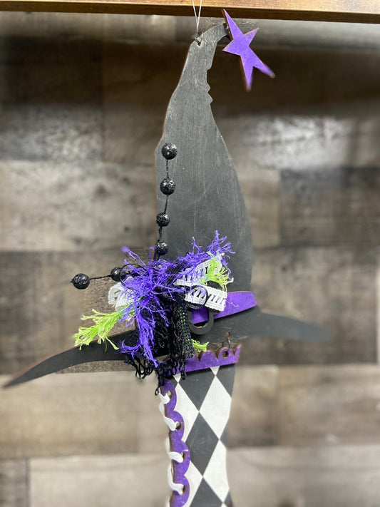 DIY Witches Hat and Boots door hanger (unpainted)