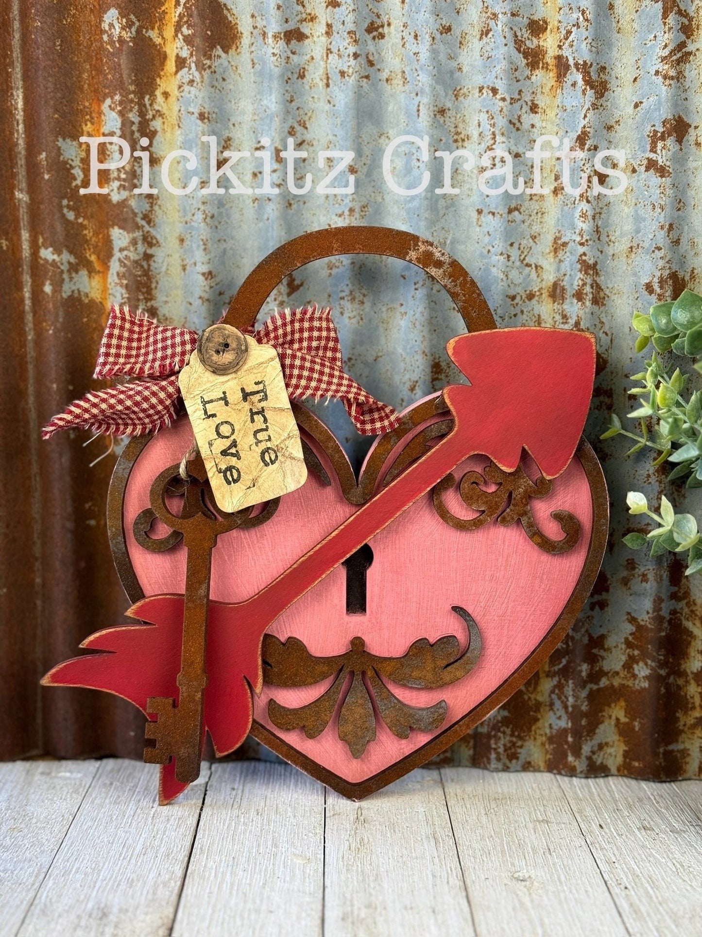 Rustic Heart lock with Key Diy kit, unpainted