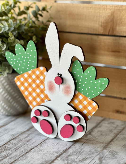 Funny Bunny with Carrots DIY Kit Unpainted