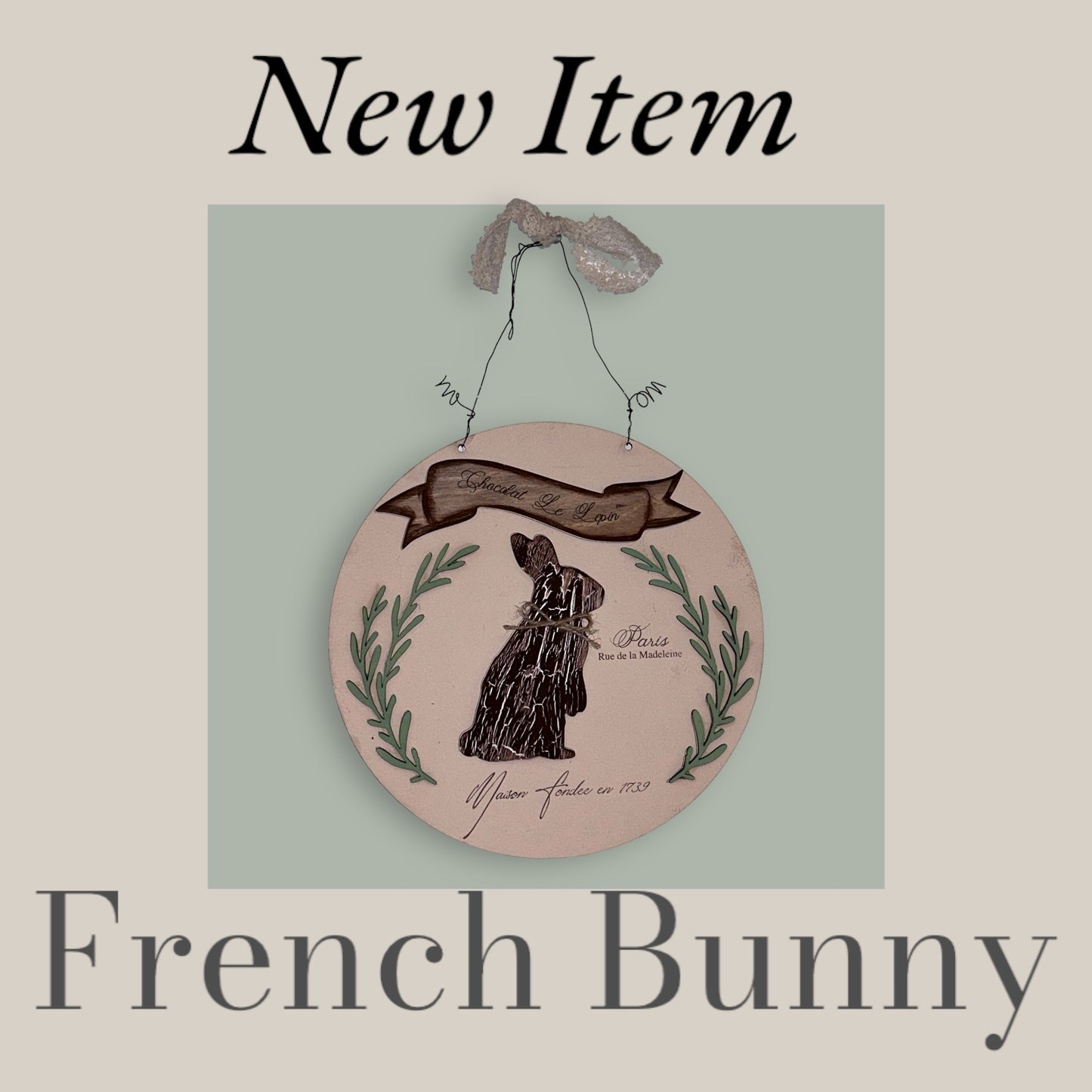 French Bunny Door Sign