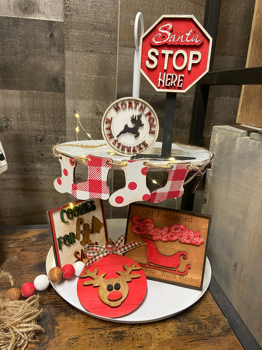 Santa Stop here Tray set UNPAINTED