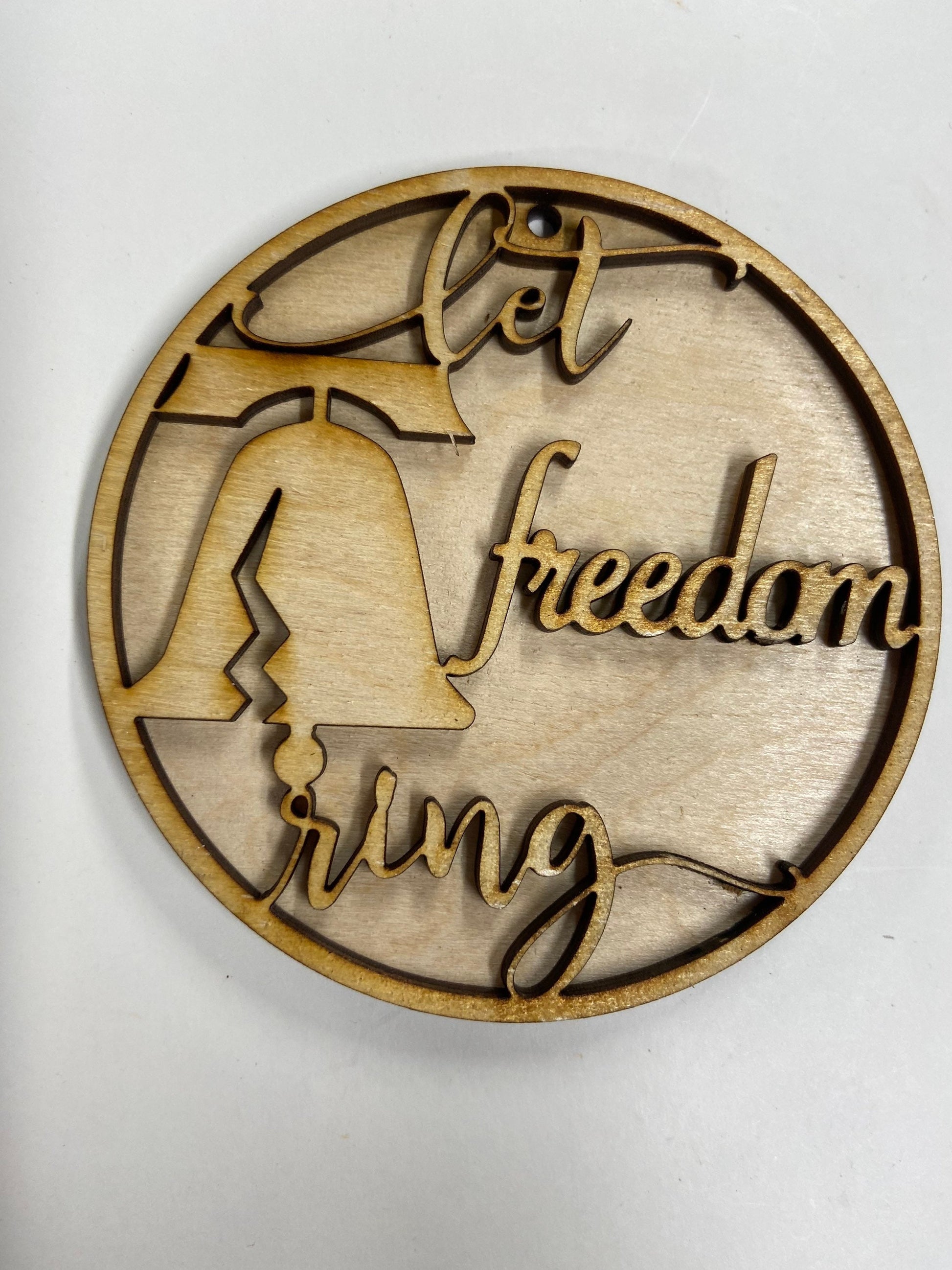 Let freedom ring tag/ornament unpainted