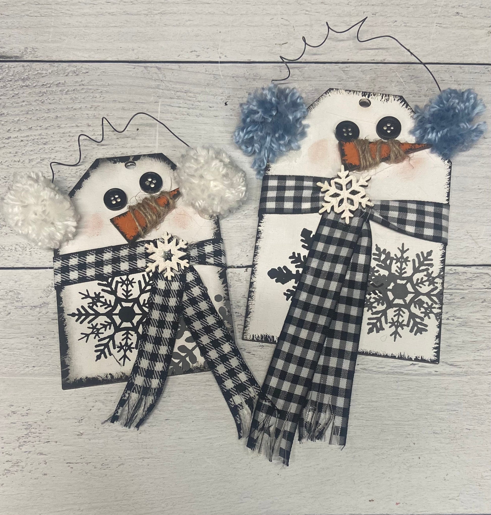 Snowmen gift tag set DIY unpainted