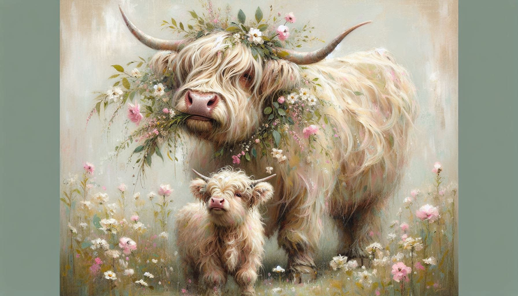 Mama Highland cow and baby digital download