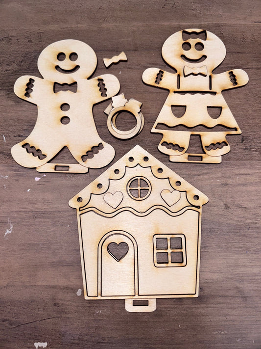 Gingerbread Bundle Nightlight attachments Unpainted Wood Cutouts