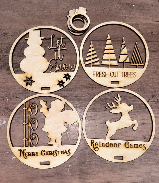 Christmas Ornament Bundle Nightlight attachments Unpainted Wood Cutouts